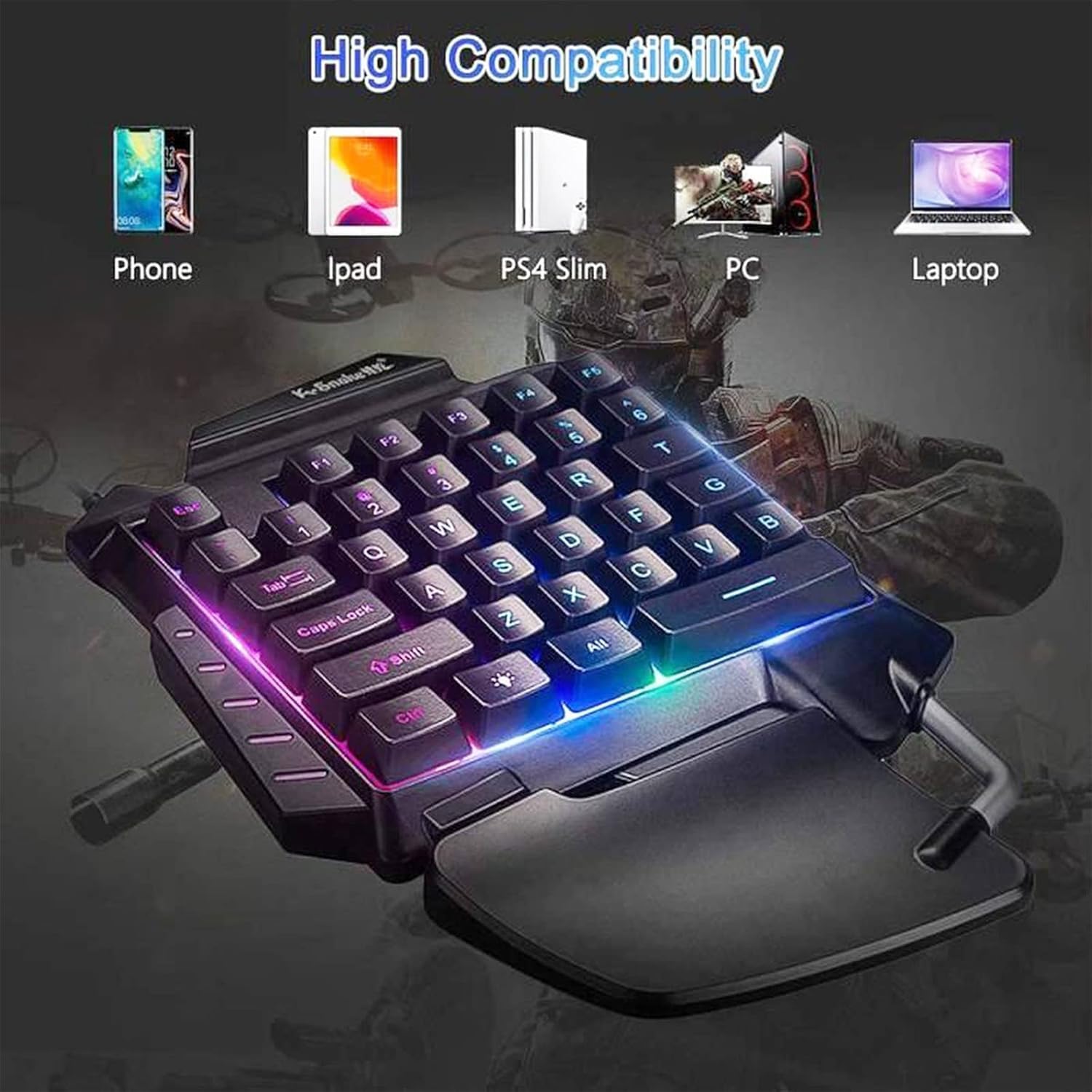 Talenxia One-Handed Gaming Keyboard with RGB Backlight