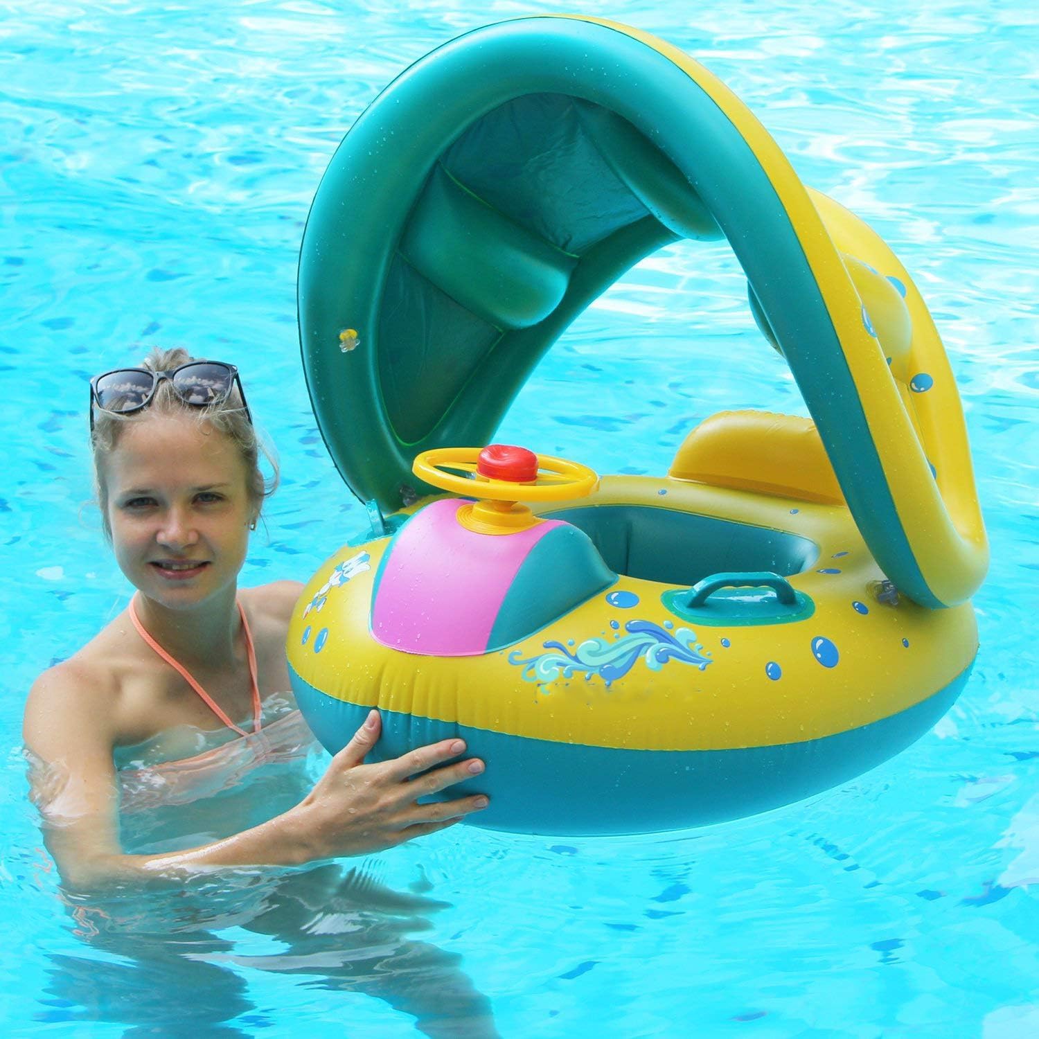 Inflatable Baby Pool Float with Canopy
