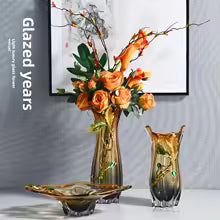 Crystal glass vase, enamel color, light luxury