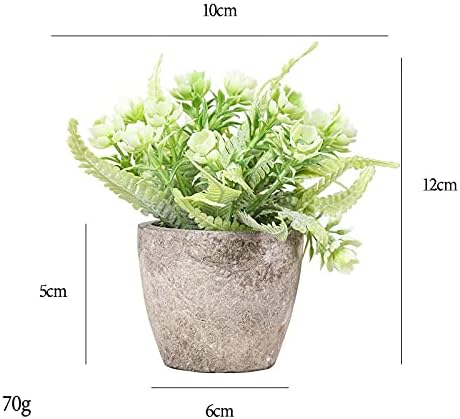 Mini Artificial Flower Shrubs — Set of 6 Green Decorative Pots