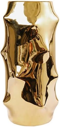 Jeuln Gold Ceramic Vase — Simple Decorative Planter Pot, Size L