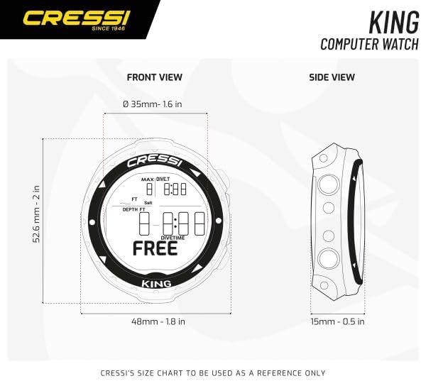 Cressi King Free Diving Watch — Depth Gauge, Dive Log, Long Battery