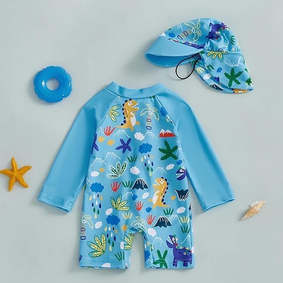 Toddler One-Piece UV 50+ Swimsuit with Hat