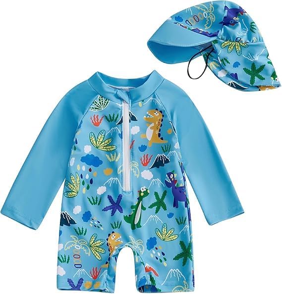 Toddler One-Piece UV 50+ Swimsuit with Hat