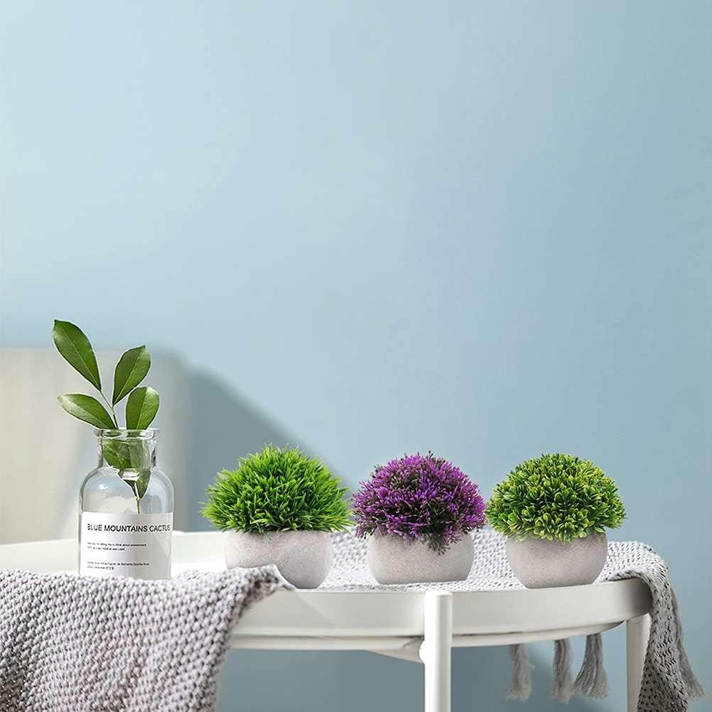 Artificial Topiary Shrubs — Set of 4 Small Green Pots