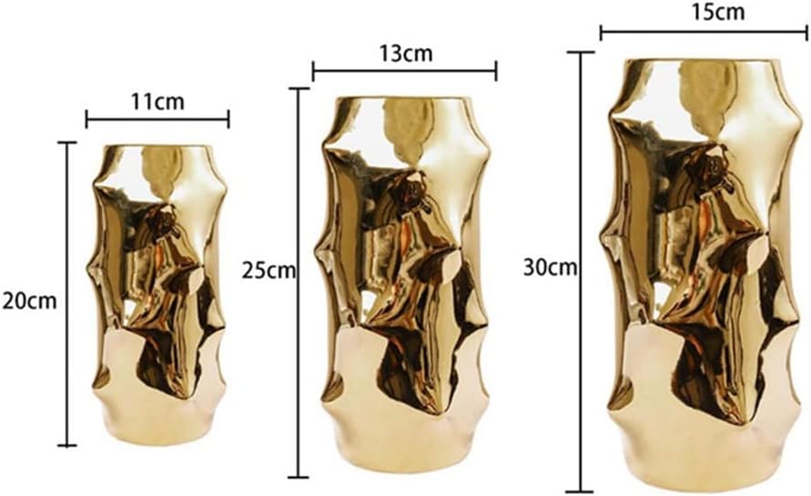 Jeuln Gold Ceramic Vase — Simple Decorative Planter Pot, Size L