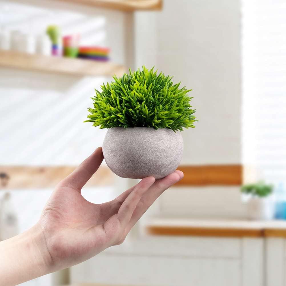 Artificial Topiary Shrubs — Set of 4 Small Green Pots