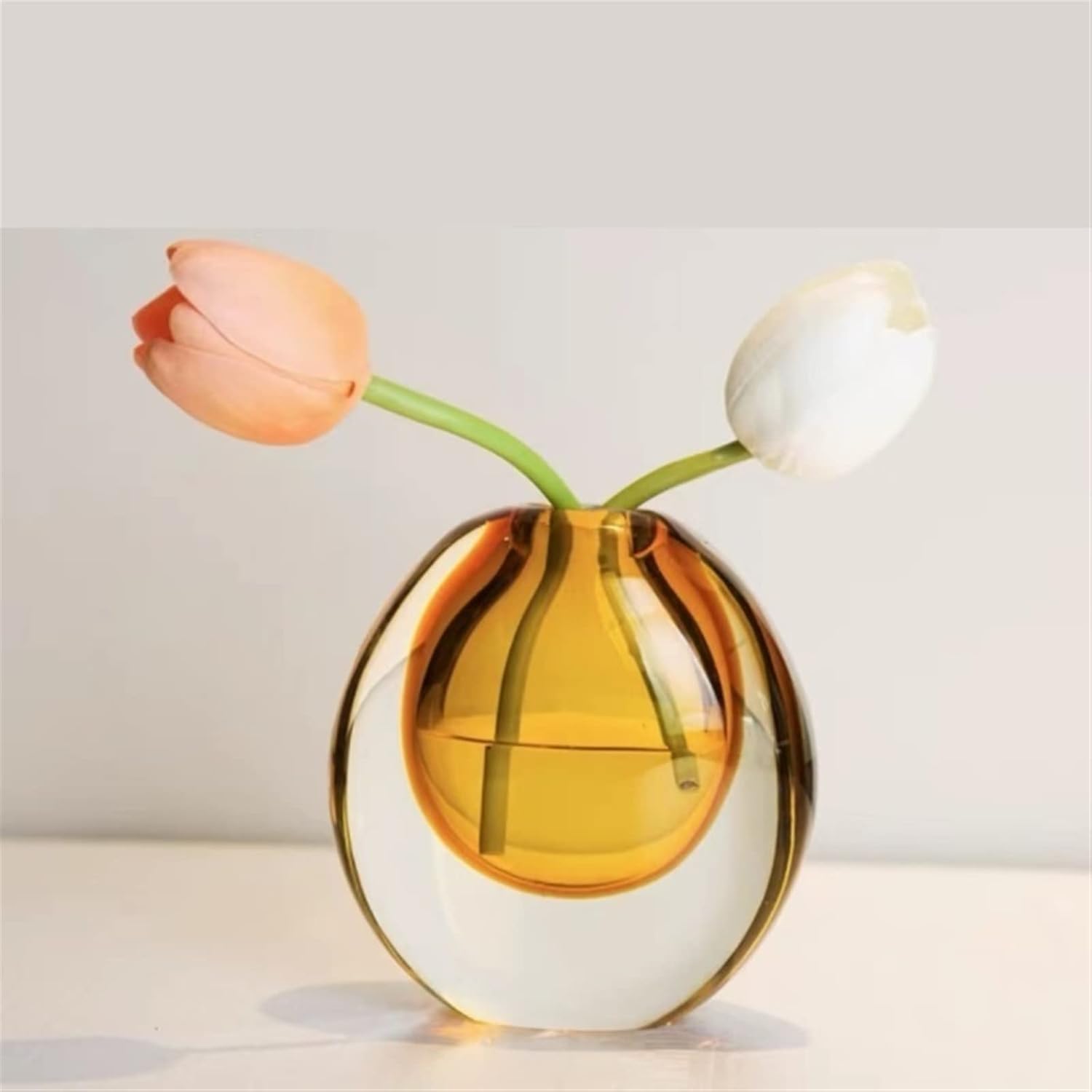 Nordic Light Luxury Glass Vase — Modern Minimalist Small Decor Vase