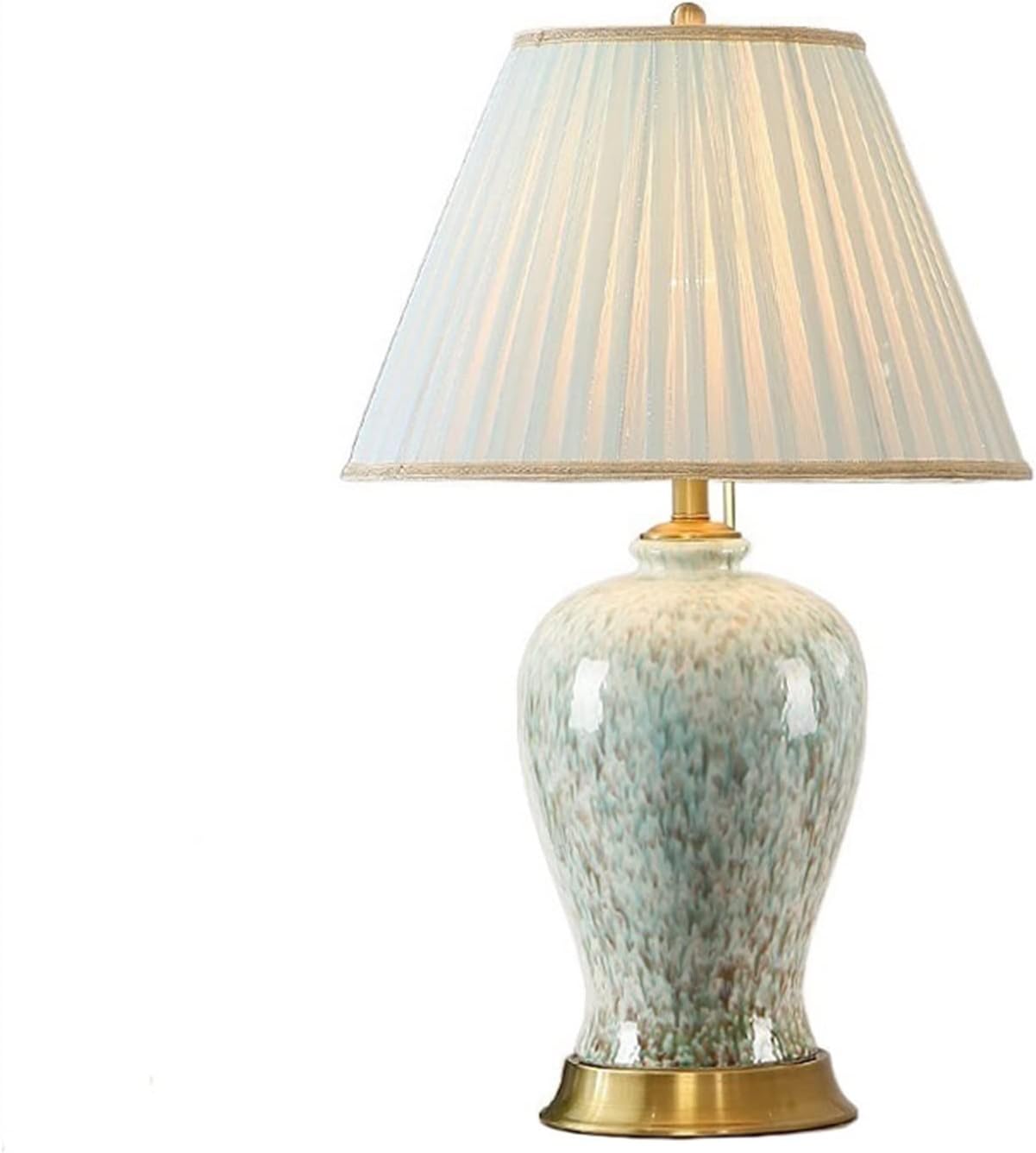 Modern Luxury Ceramic Bedside Table Lamp — Gold, Brass Base