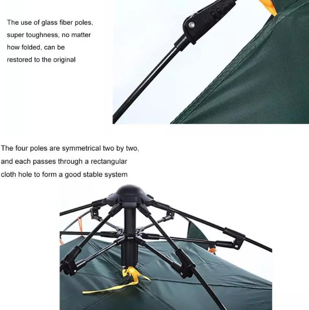 DMG Instant Camping Tent — 3-4 Person, Waterproof & UV-Proof, Green