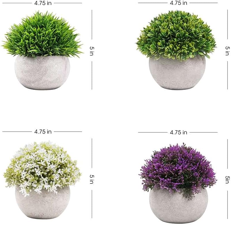 Artificial Topiary Shrubs — Set of 4 Small Green Pots