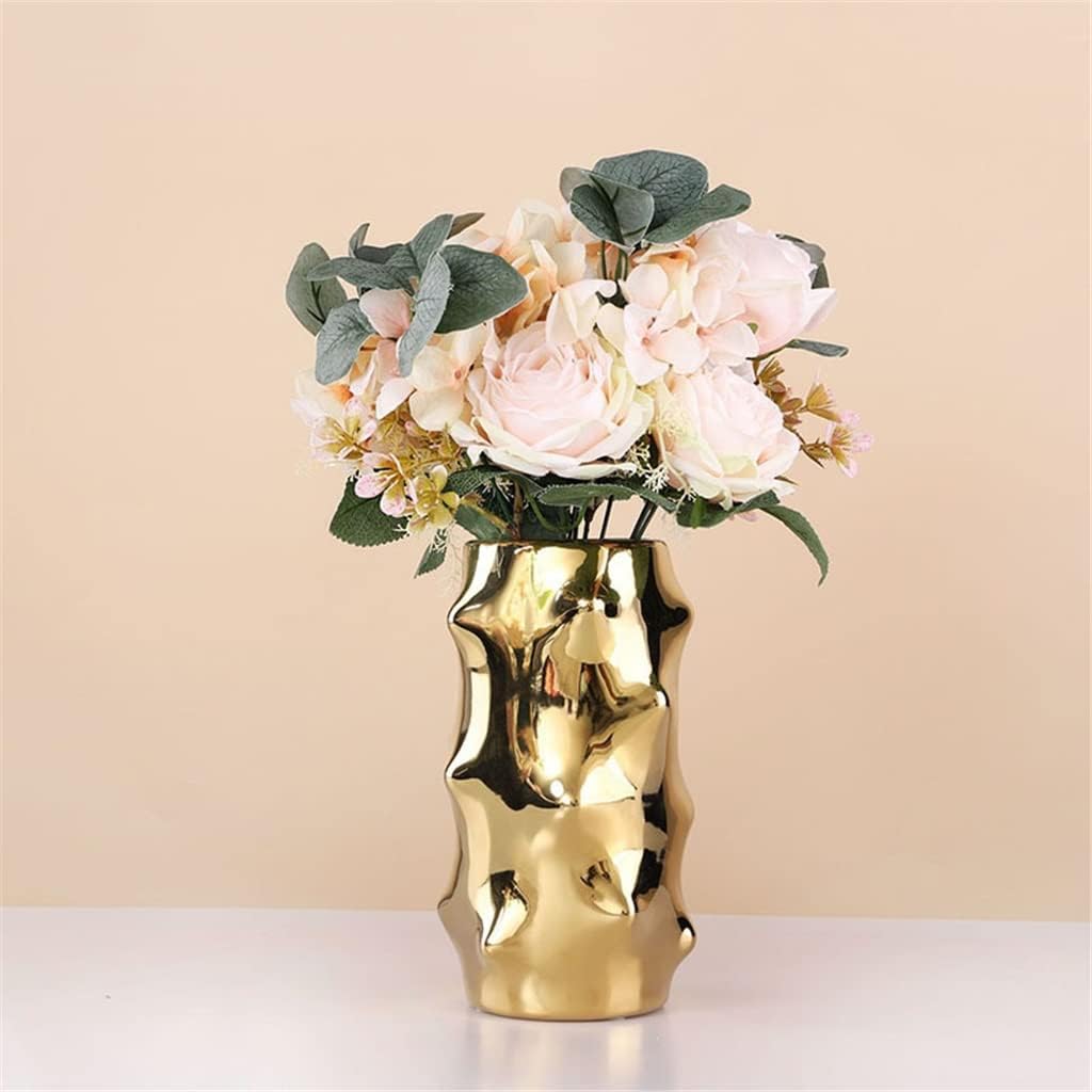 Jeuln Gold Ceramic Vase — Simple Decorative Planter Pot, Size L