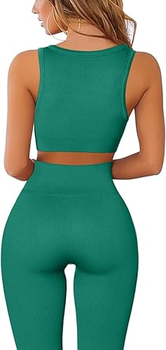 Fafafa 2-Piece Seamless Yoga Set — Ribbed Top & High-Waist Leggings