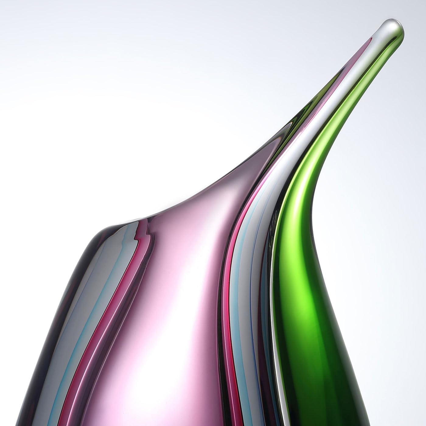 LuxuryLane Hand-Blown Sommerso Glass Vase — Teardrop Design, Multicolor, 24 cm