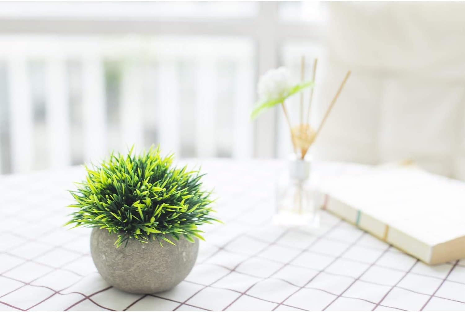 Mini Artificial Plants — Set of 2 Rustic Black Pots