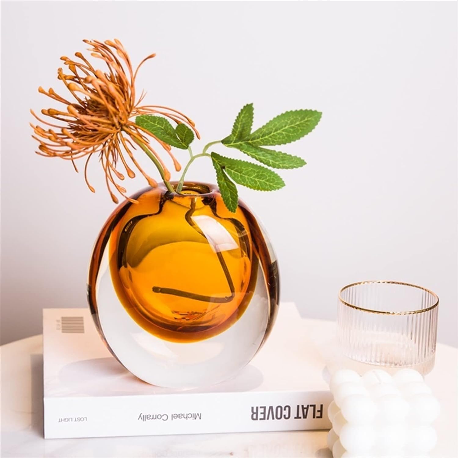 Nordic Light Luxury Glass Vase — Modern Minimalist Small Decor Vase