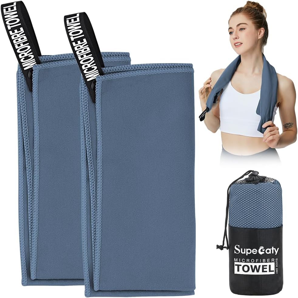 Quick Dry Microfiber Sports Towel - 2 Pack Navy