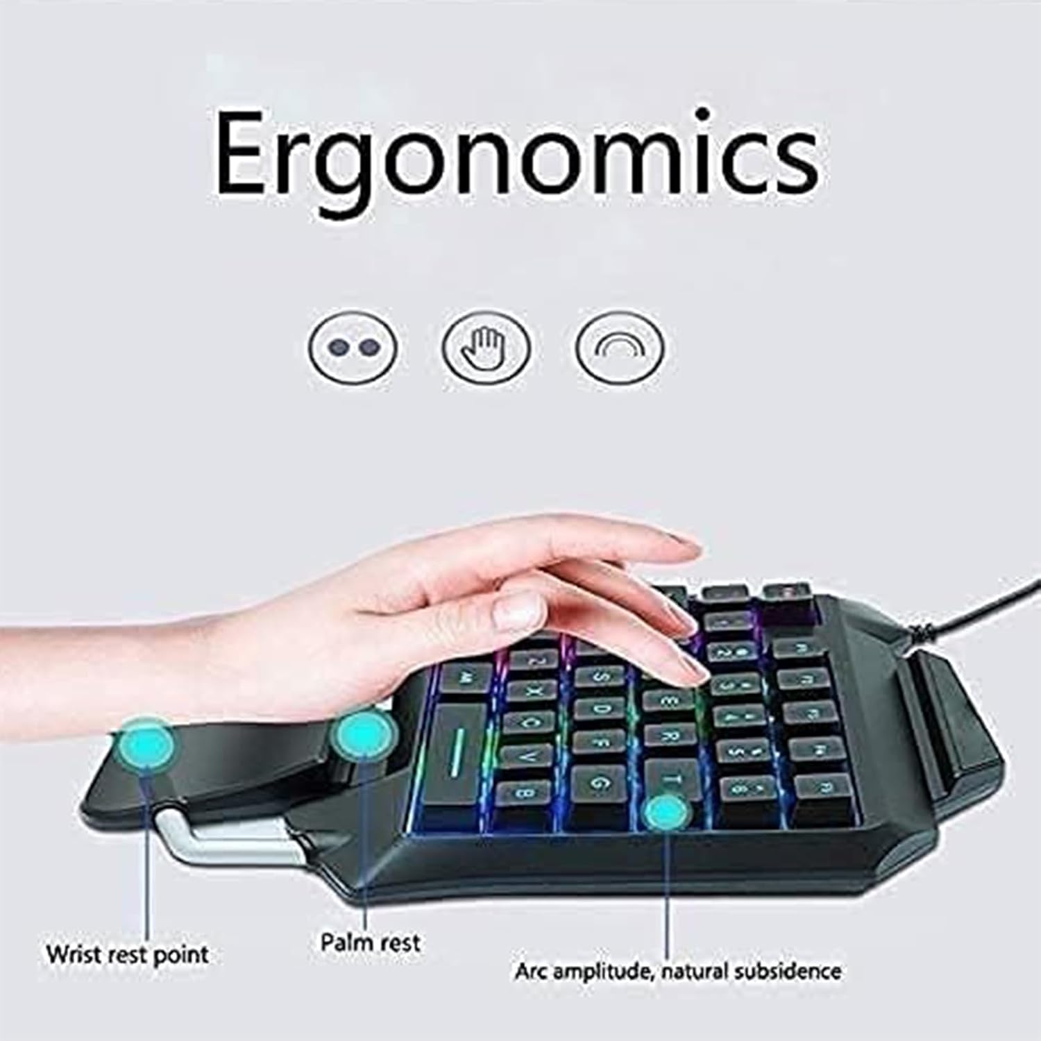 Talenxia One-Handed Gaming Keyboard with RGB Backlight