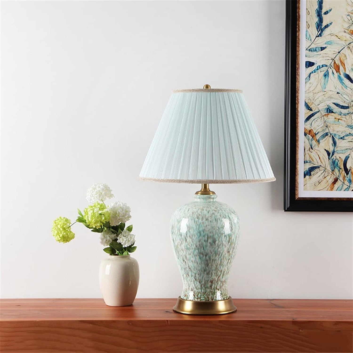 Modern Luxury Ceramic Bedside Table Lamp — Gold, Brass Base