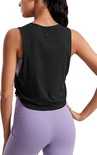 CRZ YOGA Women's Pima Cotton Crop Tank — Sleeveless Workout & Yoga Top