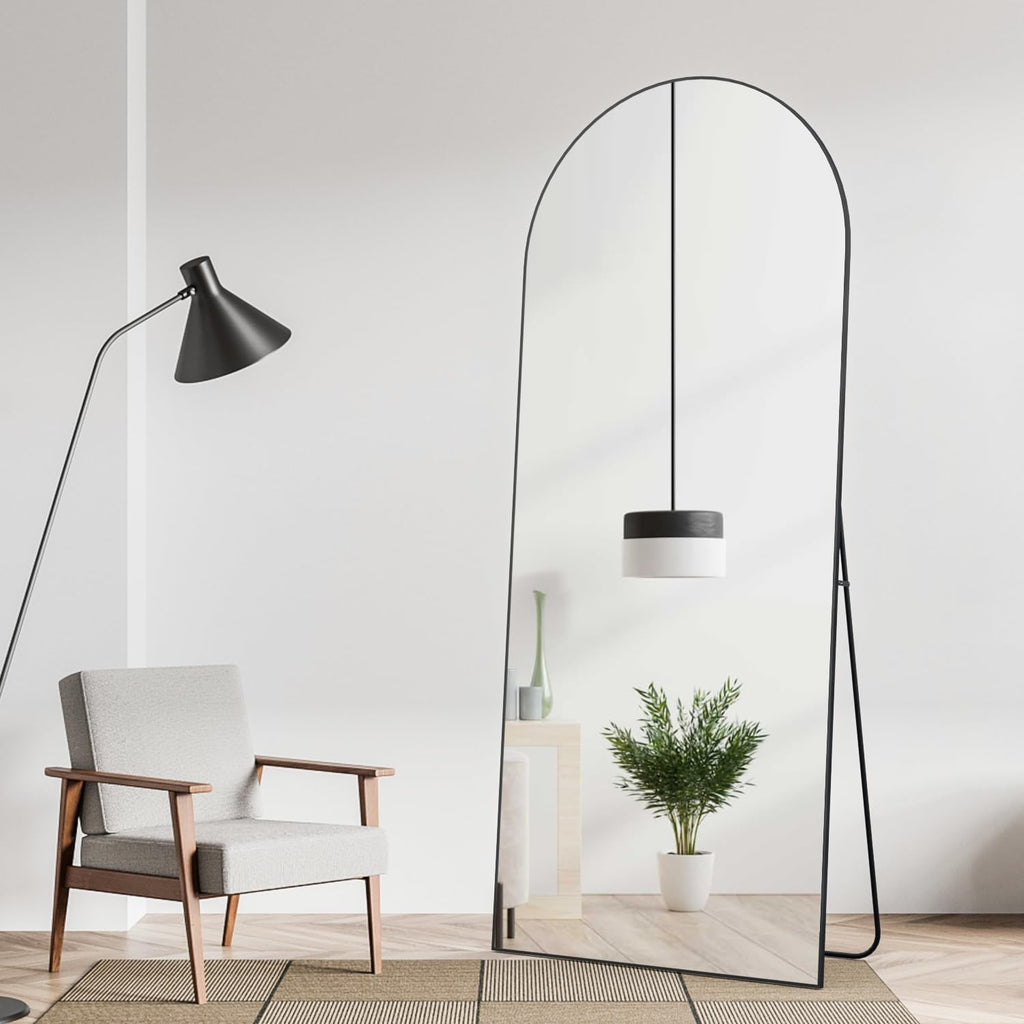 Caslando Arched Full-Length Floor Mirror — 165x60 cm, Black Frame