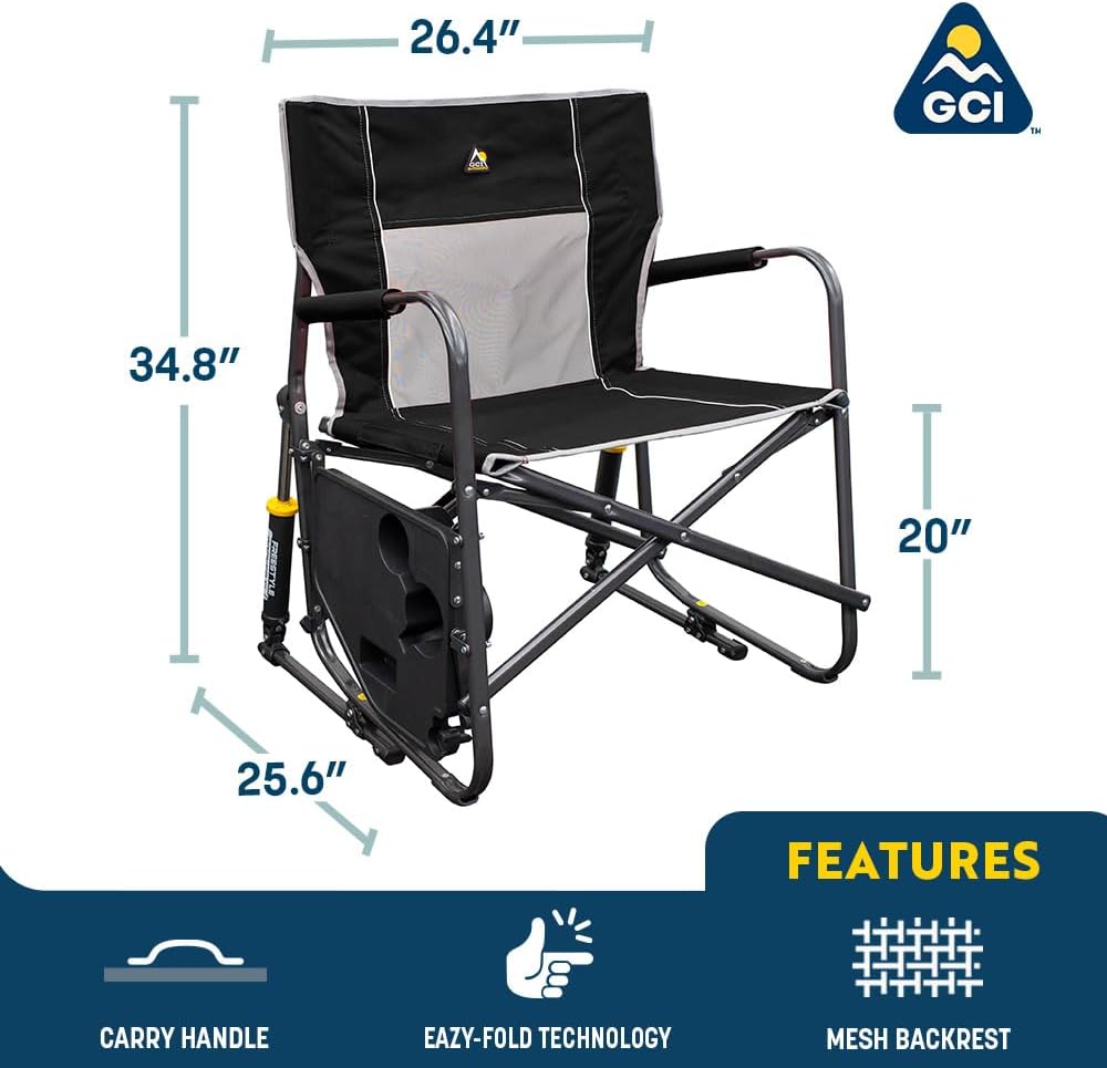 GCI Outdoor Freestyle Rocker XL Chair with Side Table — Cinnamon, Nylon