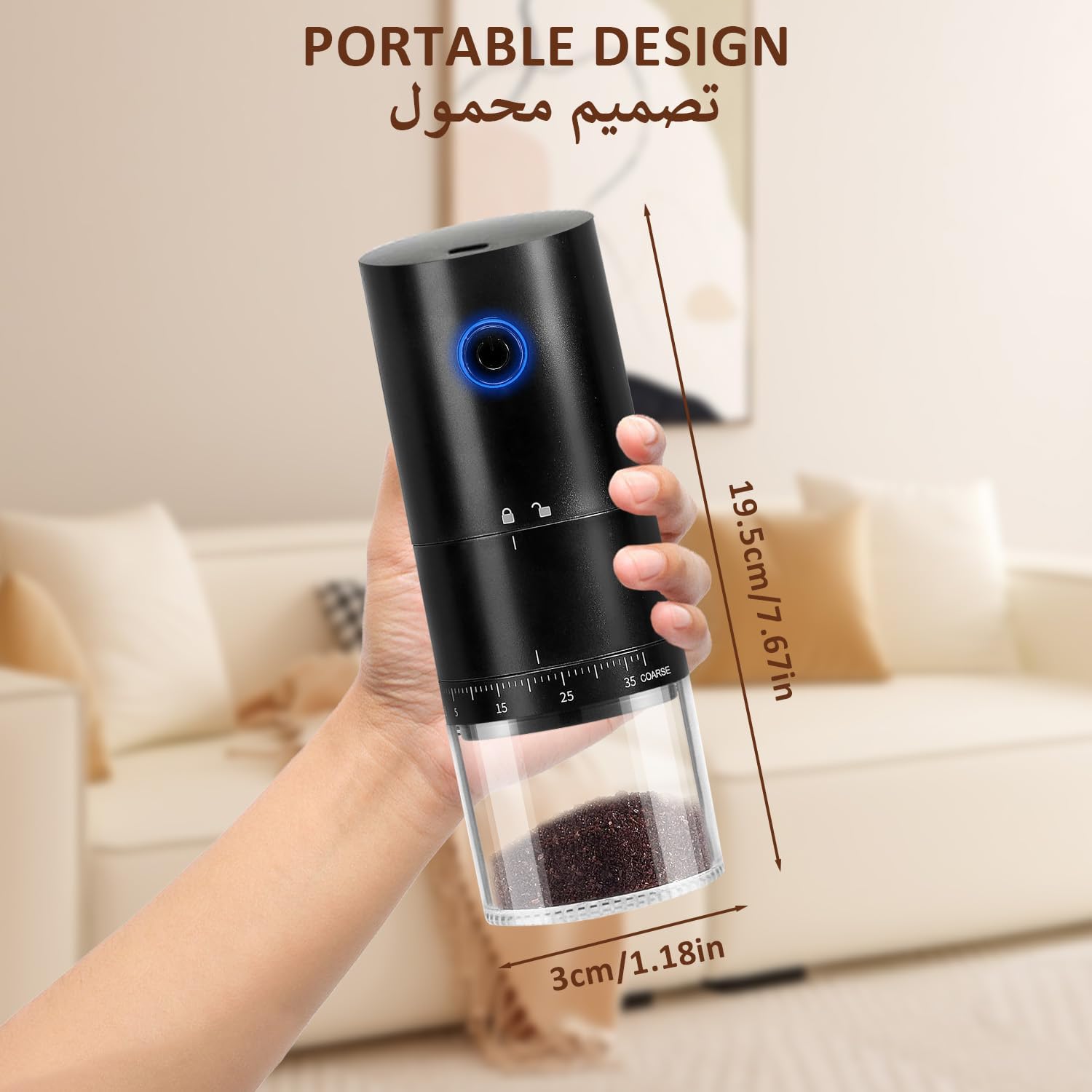 X-Chemos Electric Coffee Grinder, Portable, 38 Settings