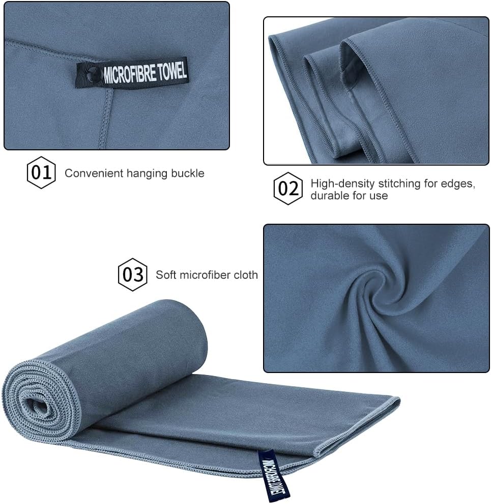 Quick Dry Microfiber Sports Towel - 2 Pack Navy