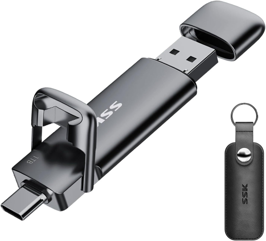 SSK 1TB Portable SSD — High-Speed USB-C & USB-A, Compact