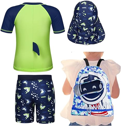 Toddler Boys UV 50+ Swim Set with Hat & Bag