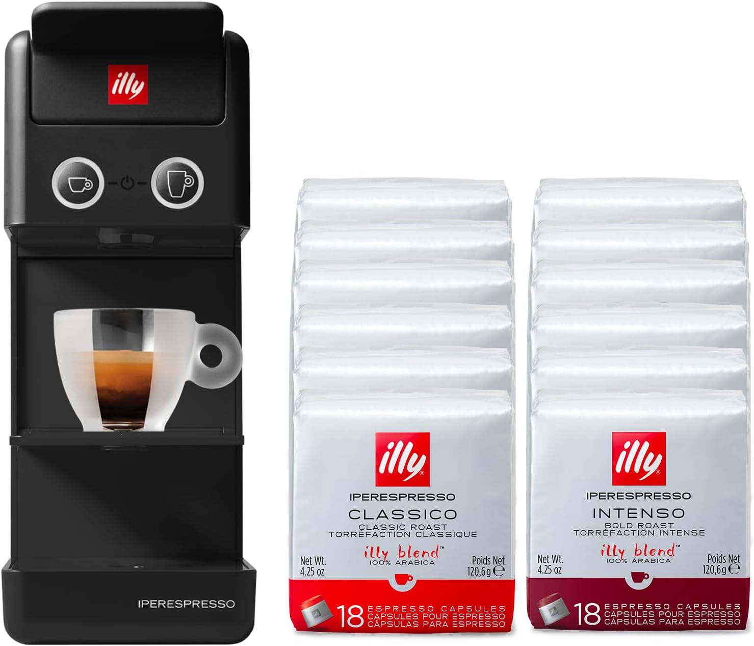 illy Y3.3 Black Espresso Machine + 216 Capsules