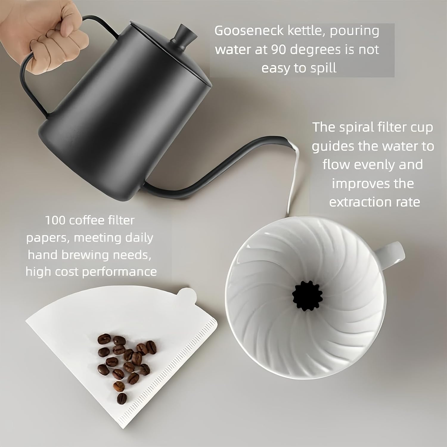 GeorgeSkid Pour Over Coffee Set – V60, Filters, Kettle, Scoop