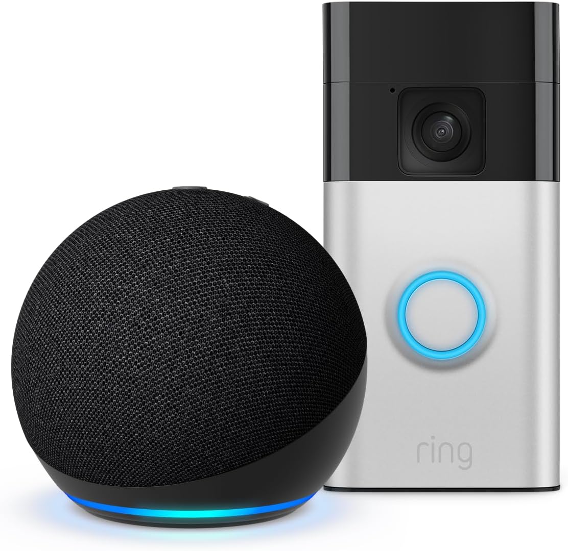 Ring Video Doorbell with Battery + Echo Dot (5th Gen) Bundle