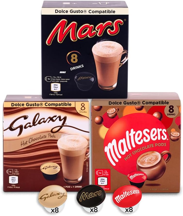 Galaxy, Mars & Maltesers Hot Chocolate Capsules — Variety Pack