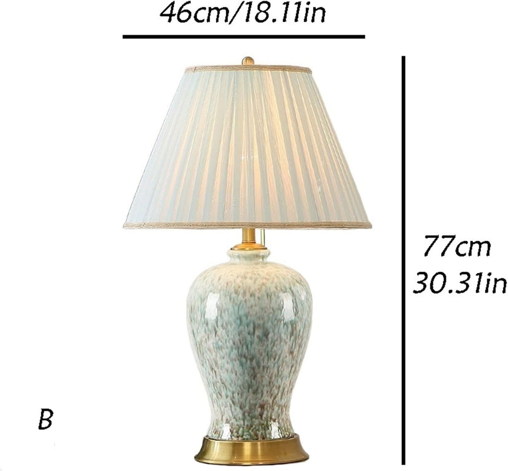 Modern Luxury Ceramic Bedside Table Lamp — Gold, Brass Base
