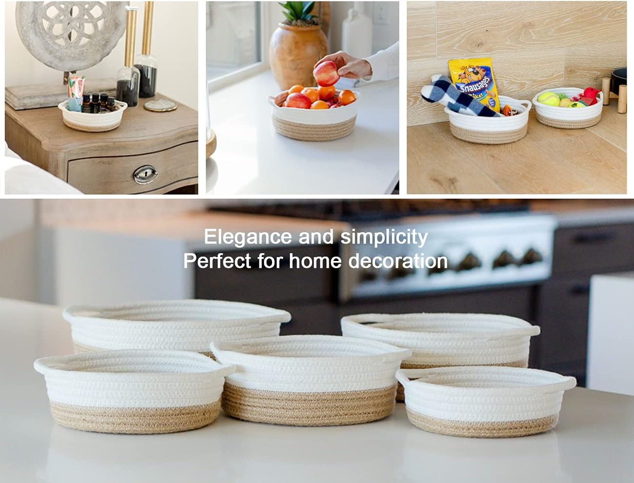 5-Piece Woven Cotton Rope Storage Basket Set