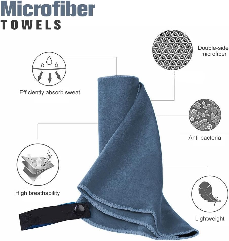 Quick Dry Microfiber Sports Towel - 2 Pack Navy