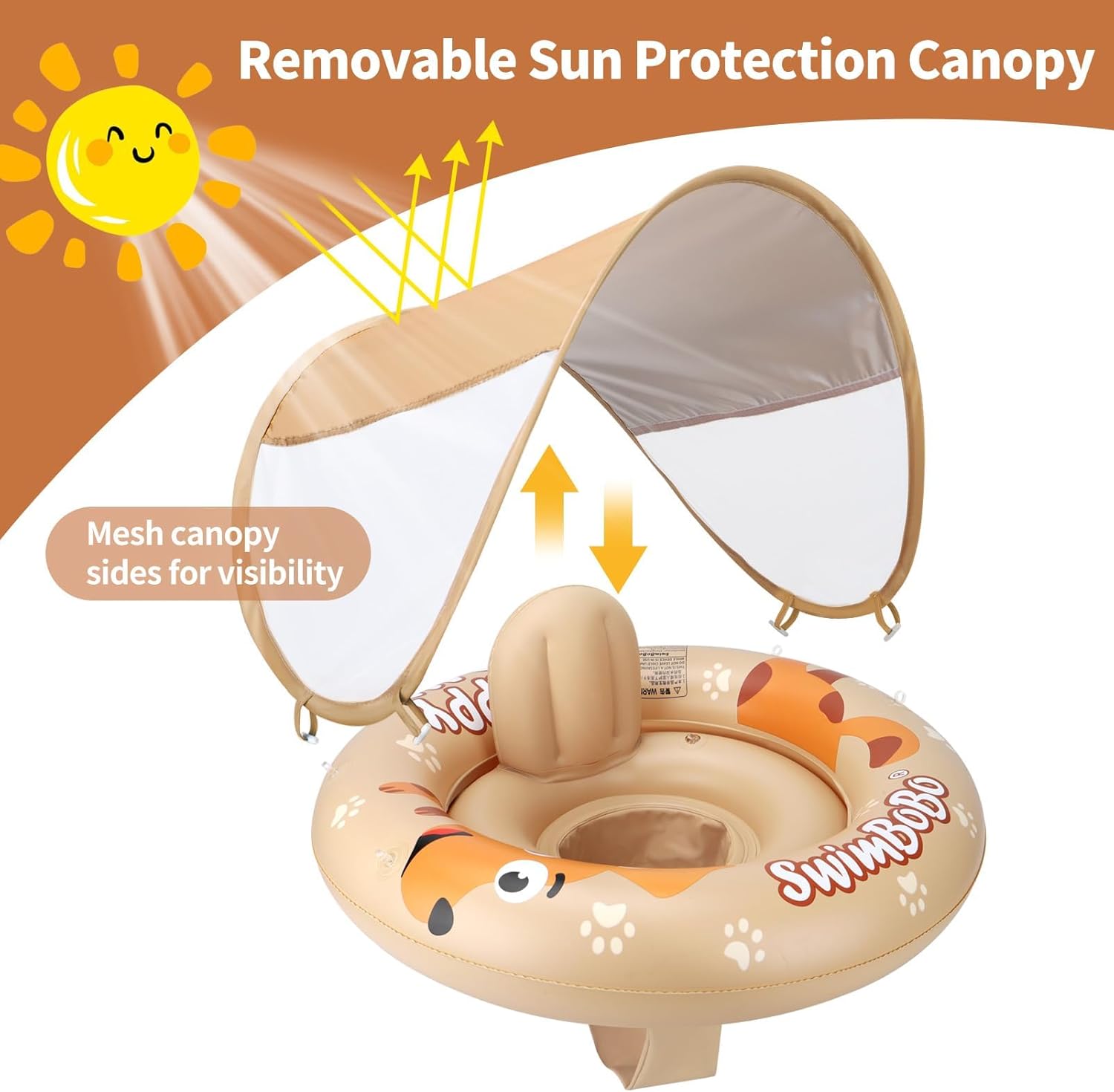 Inflatable Baby Pool Float with Seat and Sunshade