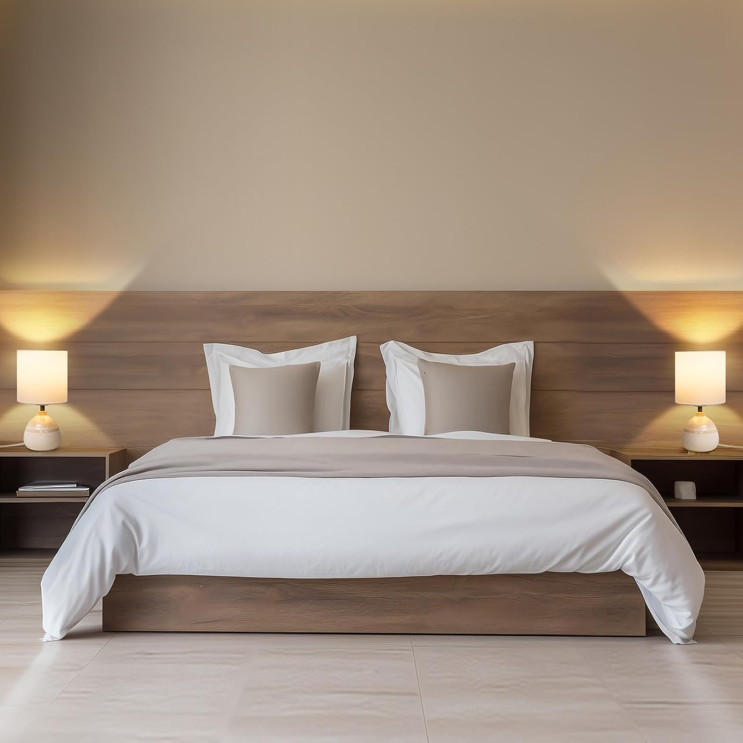 Infanor Ceramic Bedside Table Lamp — Rustic Design with White Shade, 5W LED Included