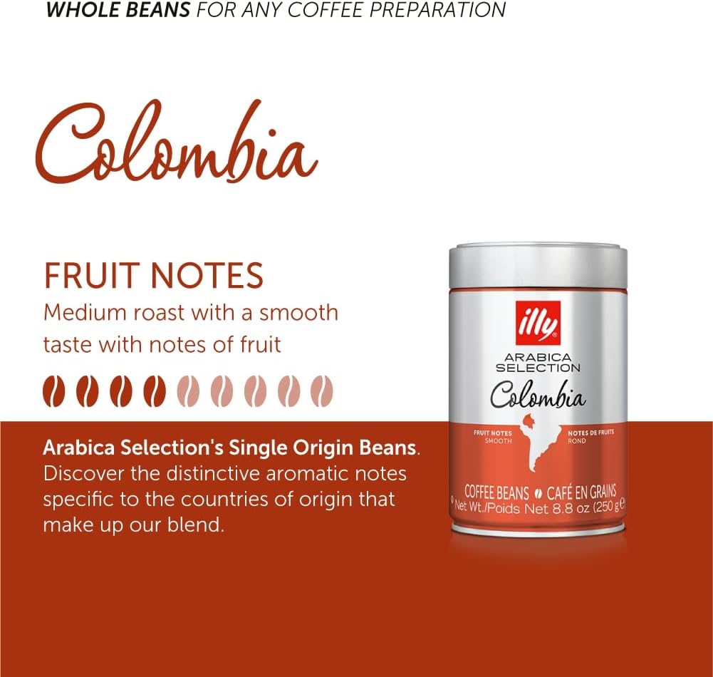 illy Colombia Whole Bean Coffee, 250g