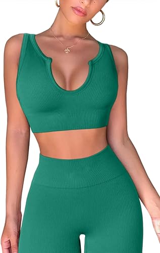 Fafafa 2-Piece Seamless Yoga Set — Ribbed Top & High-Waist Leggings