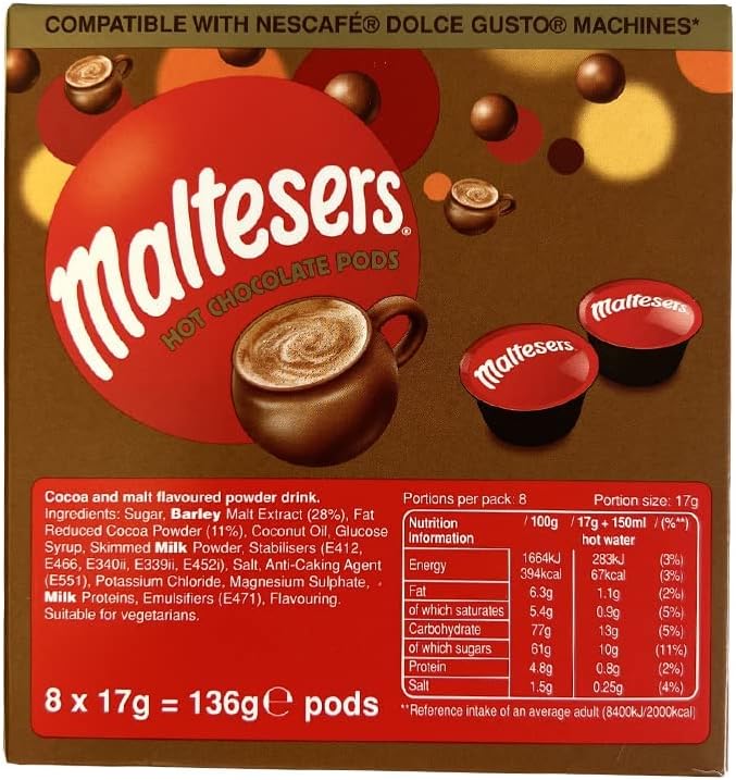 Maltesers Hot Chocolate Capsules — Indulgent, 8 Pack
