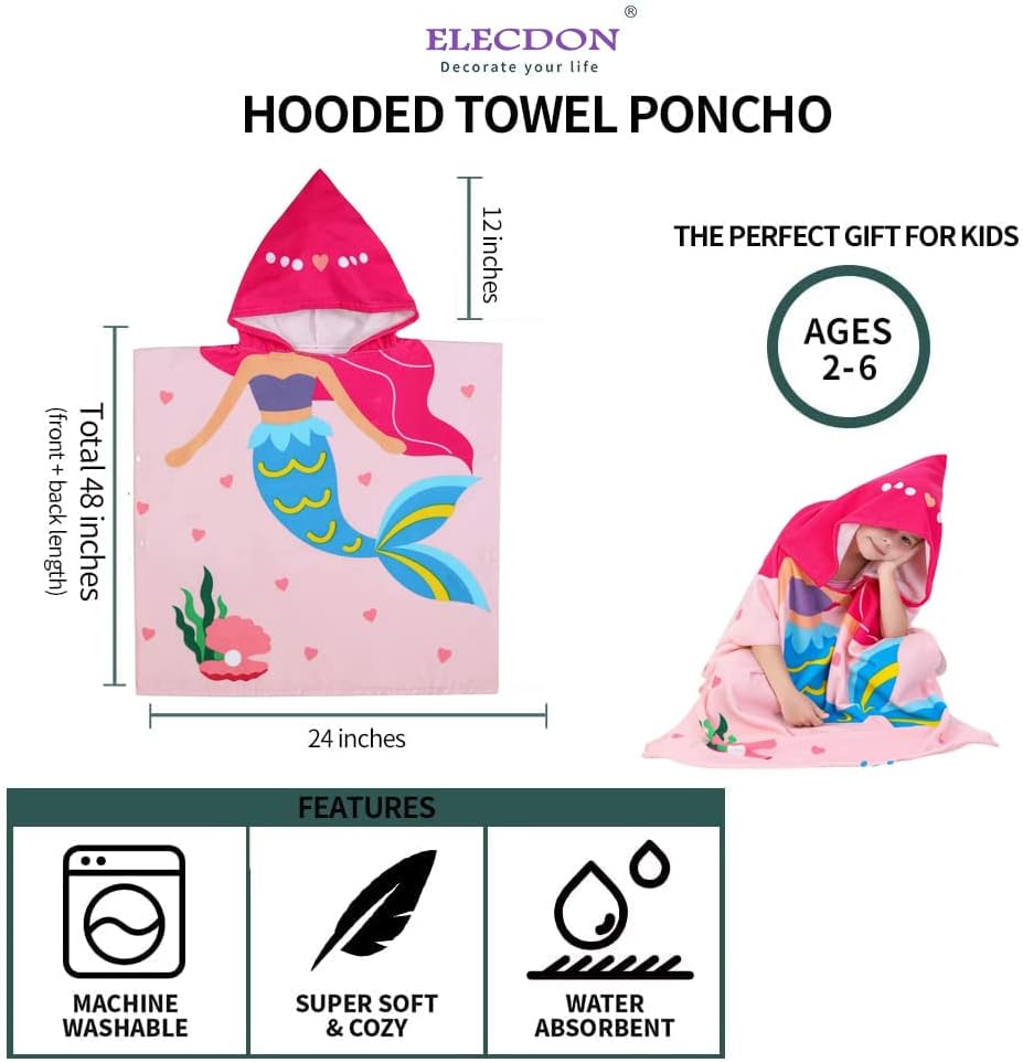 Soft Microfiber Kids Bath Towel with Hood – Large