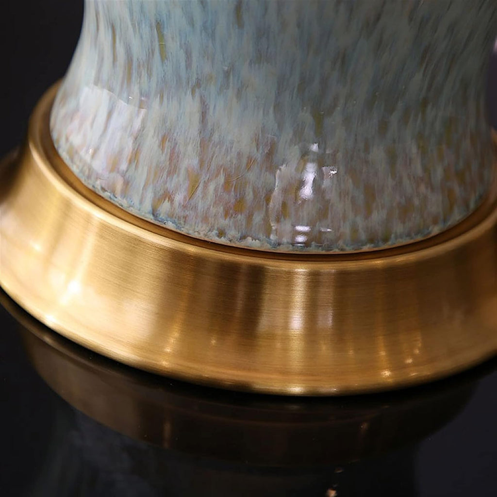 Modern Luxury Ceramic Bedside Table Lamp — Gold, Brass Base