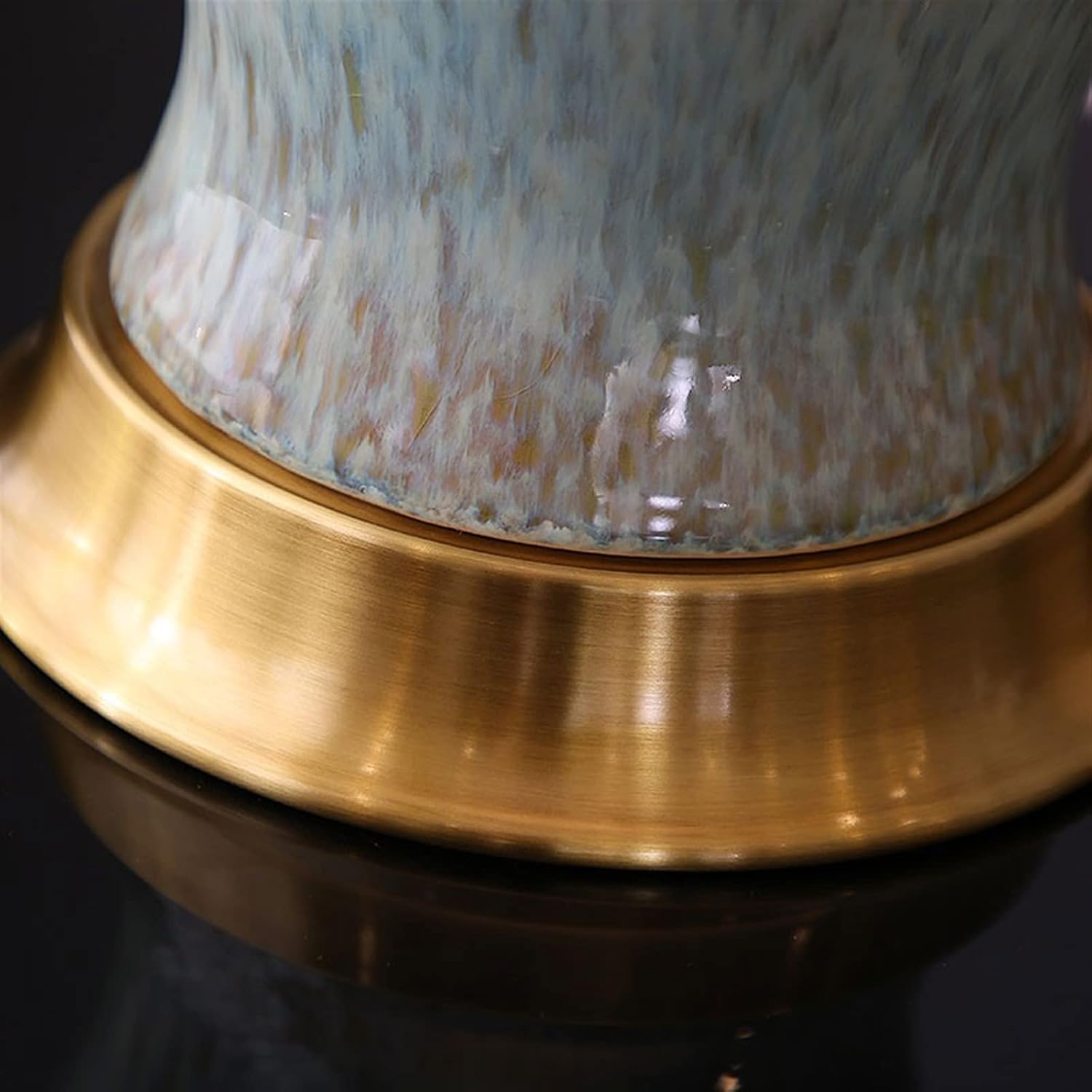 Modern Luxury Ceramic Bedside Table Lamp — Gold, Brass Base