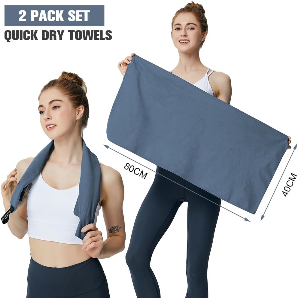 Quick Dry Microfiber Sports Towel - 2 Pack Navy