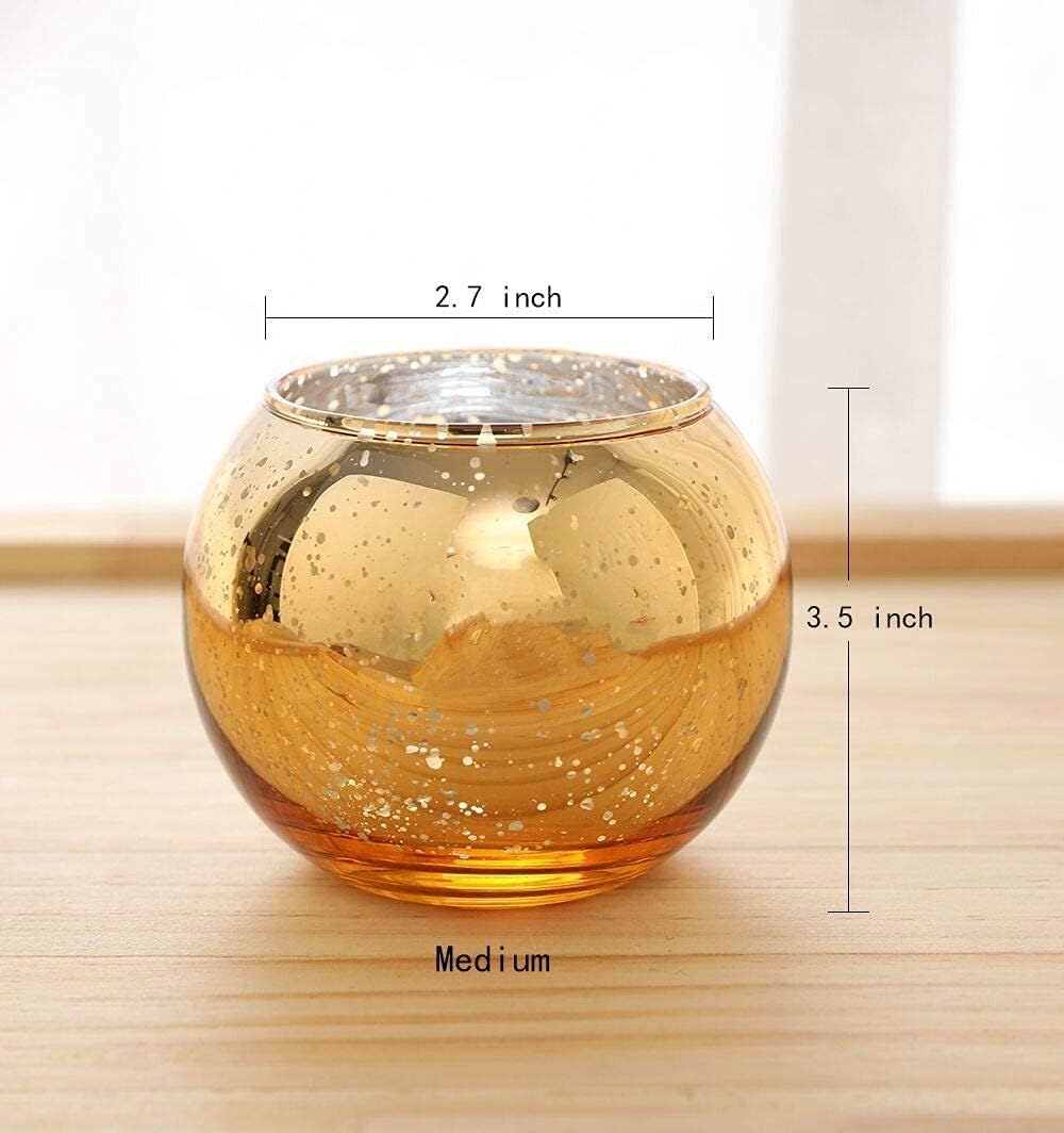 Lynnsdecor 6-Piece Vase Set — Glossy Round Vases, Gold & Silver, Size M