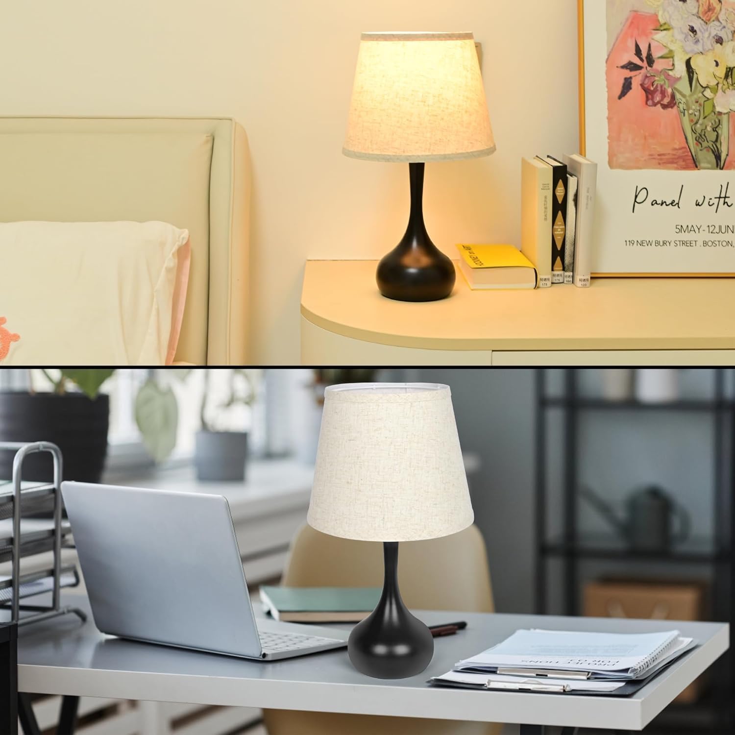 Mylind Touch Bedside Table Lamp — 3-Way Dimmable, Fabric Shade, Includes Bulb