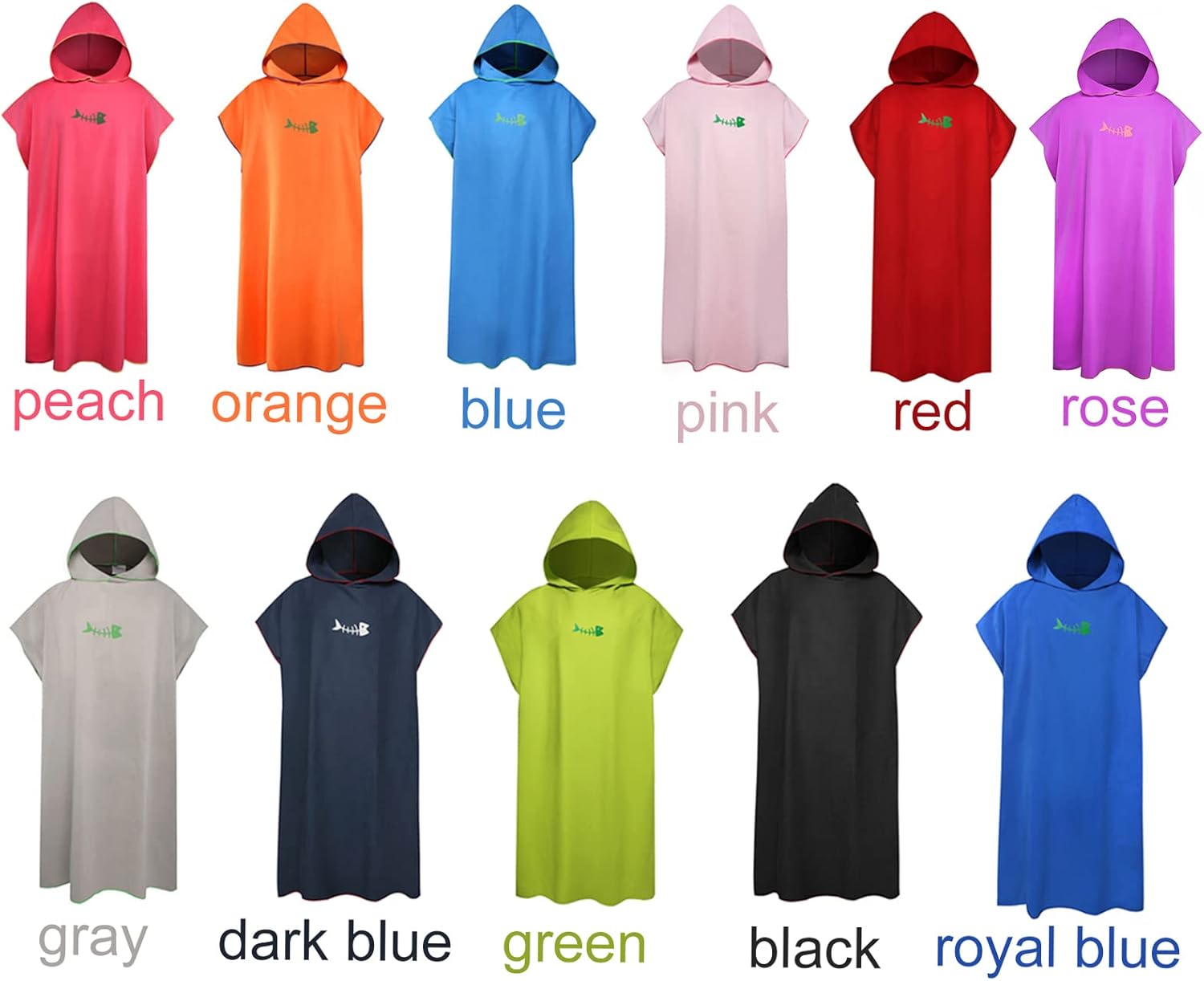 Morelean Quick-Dry Microfiber Beach Poncho — Hooded, Pink