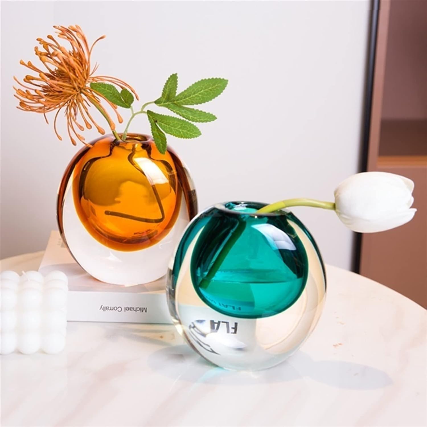 Nordic Light Luxury Glass Vase — Modern Minimalist Small Decor Vase
